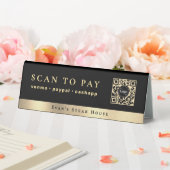 Plaque De Table Code QR simple noir et or à scanner pour payer (In SItu (Mariage))