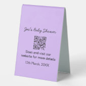 Plaque De Table Code QR simple pour baby shower violet ajoutez le (Verso)