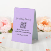 Plaque De Table Code QR simple pour baby shower violet ajoutez le (In SItu (Mariage))