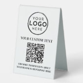 Plaque De Table Code QR Texte Noir Blanc Logo d'Entreprise Personn (Recto)