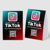 Plaque De Table Code QR TikTok Lumineux Nom de l'entreprise Suivez (Recto/verso)