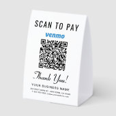 Plaque De Table Code QR Venmo Scan Pour Payer (Verso)