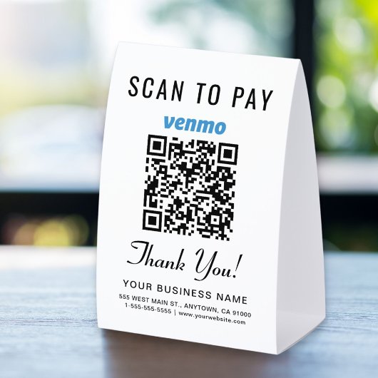Plaque De Table Code QR Venmo Scan Pour Payer