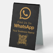 Plaque De Table Code QR WhatsApp Affaires Noir Or (Verso)