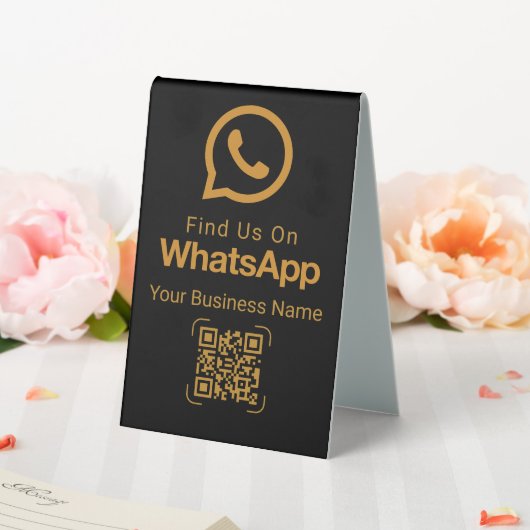 Plaque De Table Code QR WhatsApp Affaires Noir Or (In SItu (Mariage))