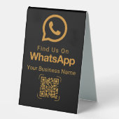 Plaque De Table Code QR WhatsApp Affaires Noir Or (Recto)