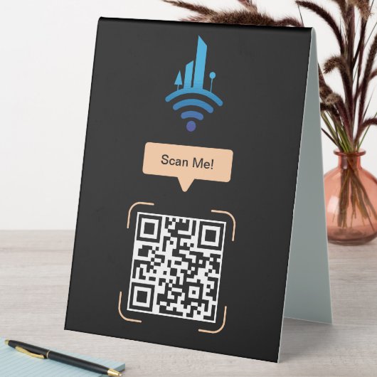Plaque De Table Code QR Wi-Fi gratuit simple (En SItu (Tableau))