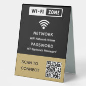 Plaque De Table Code QR Wifi élégant et simple pour mot de passe r (Recto)
