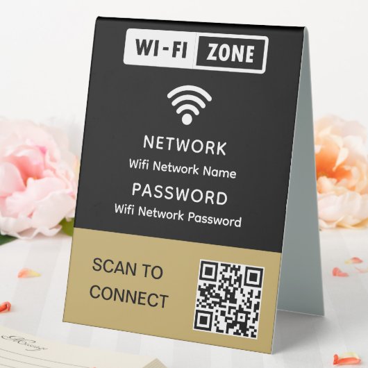 Plaque De Table Code QR Wifi élégant et simple pour mot de passe r (In SItu (Mariage))