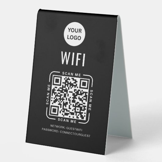 Plaque De Table Code QR Wifi | Logo Entreprise Scannez pour vous c (Recto)