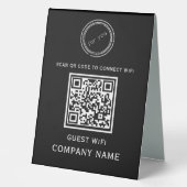 Plaque De Table Code QR Wifi Mot de passe et nom réseau Noir (Recto)