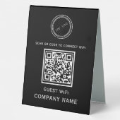 Plaque De Table Code QR Wifi Mot de passe et nom réseau Noir (Verso)