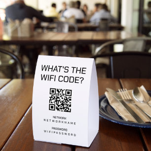 Plaque De Table Code QR Wifi Mot de passe et Réseau Personnalisés 