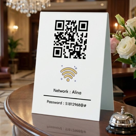 Plaque De Table Code QR Wifi personnalisé | Mot de passe réseau mo