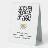 Plaque De Table Code QR Wifi personnalisé | Mot de passe réseau mo (Recto)