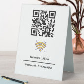 Plaque De Table Code QR Wifi personnalisé | Mot de passe réseau mo (En SItu (Tableau))