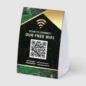 Plaque De Table Code QR WiFi réseau Mot de passe vert élégant (Verso)