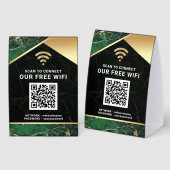 Plaque De Table Code QR WiFi réseau Mot de passe vert élégant (Recto/verso)