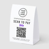 Plaque De Table Code QR Zelle Logo Entreprise Scannez Pour Payer (Recto)