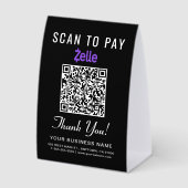 Plaque De Table Code QR Zelle Scan To Pay Noir (Recto)