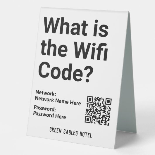 Plaque De Table Code WiFi avec code QR sur un (Recto)