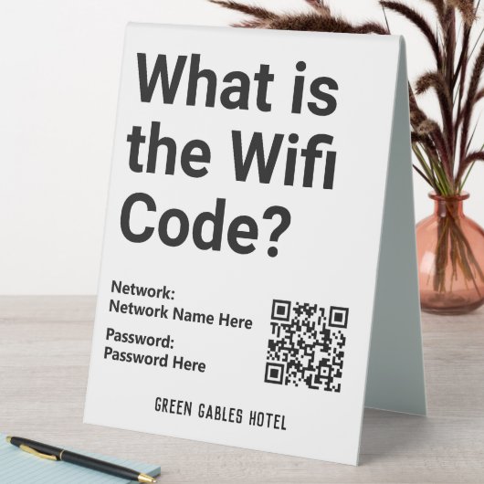 Plaque De Table Code WiFi avec code QR sur un (En SItu (Tableau))