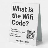 Plaque De Table Code WiFi avec code QR sur un (Verso)