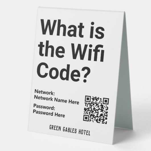 Plaque De Table Code WiFi avec code QR sur un (Verso)