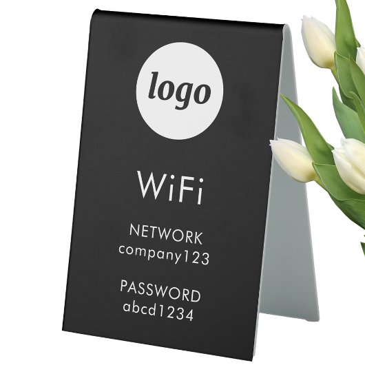Plaque De Table Code WiFi Logo Entreprise Internet Noir