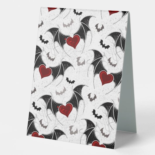 Plaque De Table Coeur d'Halloween avec ailes de chauve-souris noir (Recto)