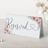 Plaque De Table Cœur floral de roses Script Réservé (En SItu (Tableau))