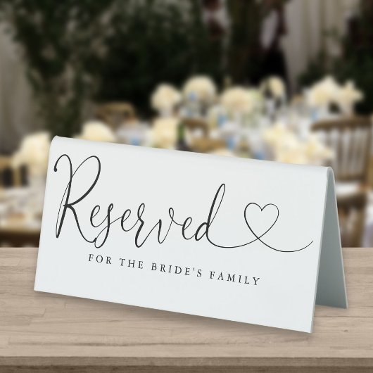 Plaque De Table Cœur noir et blanc écriture mariage réservé
