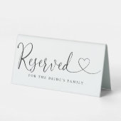 Plaque De Table Cœur Noir Et Blanc Script Mariage Réservé (Verso)