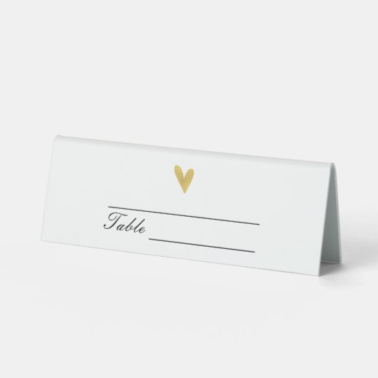 Plaque De Table Coeur Or Élégant Personnalisé (Recto)
