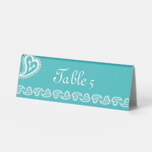 Plaque De Table Cœurs Paisley Sucrés sur un Porte-Nom de Table Tur