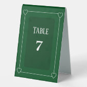 Plaque De Table Coeurs romantiques Moderne Vert foncé Numéro Maria (Verso)