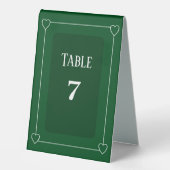 Plaque De Table Coeurs romantiques Moderne Vert foncé Numéro Maria (Recto)