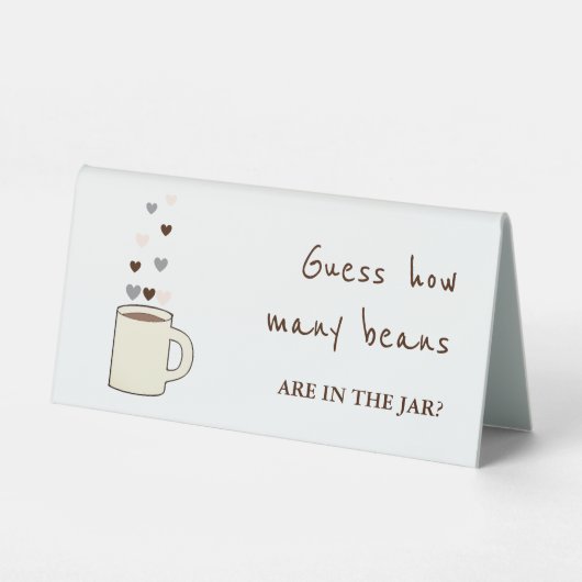 Plaque De Table Coffee Bridal Shower Guess How Many Beans (Recto)