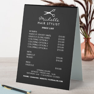 Plaque De Table Coiffeur coiffeur styliste salon liste de prix men