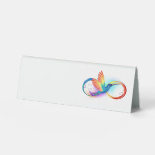 Plaque De Table Colibri arc-en-ciel avec symbole Infinity