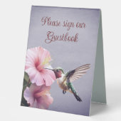 Plaque De Table Colibri et Mariage d'Hibiscus | Pourpre (Recto)