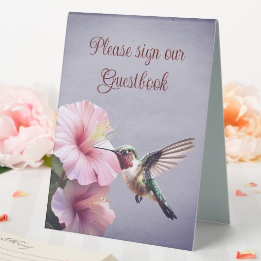 Plaque De Table Colibri et Mariage d'Hibiscus | Pourpre (In SItu (Mariage))