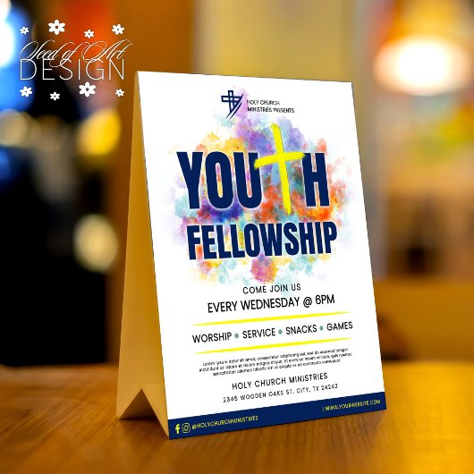 Plaque De Table Colorée Youth Fellowship Church Event