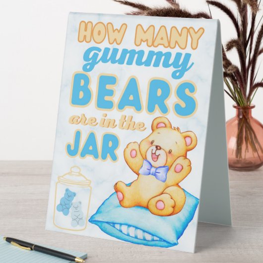Plaque De Table Combien de Gummy Bears Blue Baby shower Jeu (En SItu (Tableau))