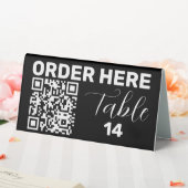 Plaque De Table Commande ici Qr Code noir blanc chic moderne (In SItu (Mariage))