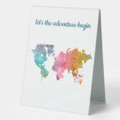 Plaque De Table Commençons l'aventure Carte du monde géométrique (Recto)