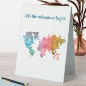 Plaque De Table Commençons l'aventure Carte du monde géométrique (En SItu (Tableau))