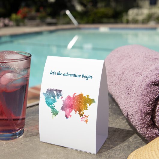 Plaque De Table Commençons l'aventure Carte du monde géométrique (InVersositu (sur table))