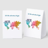 Plaque De Table Commençons l'aventure Carte du monde géométrique (Recto/verso)