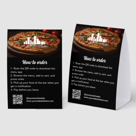 Plaque De Table Comment Commander le Menu de l'Application de Rest (Recto/verso)